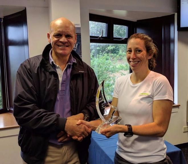 Phil Hagen presents Nifty's Emily Bowden-Eyre with the IRC One Trophy for the IRC Spinlock Autumn Championship © Hamble Winter Series